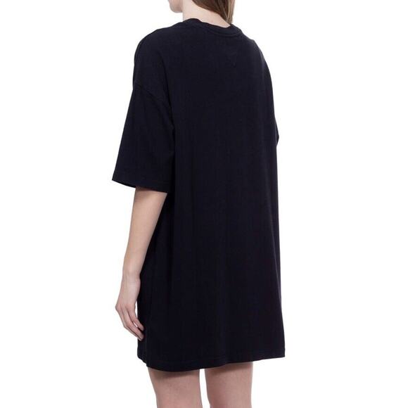 Tommy Jeans Oversized Short Sleeve Tee Shirt Dress Women Size Medium Black Badge - Picture 2 of 6